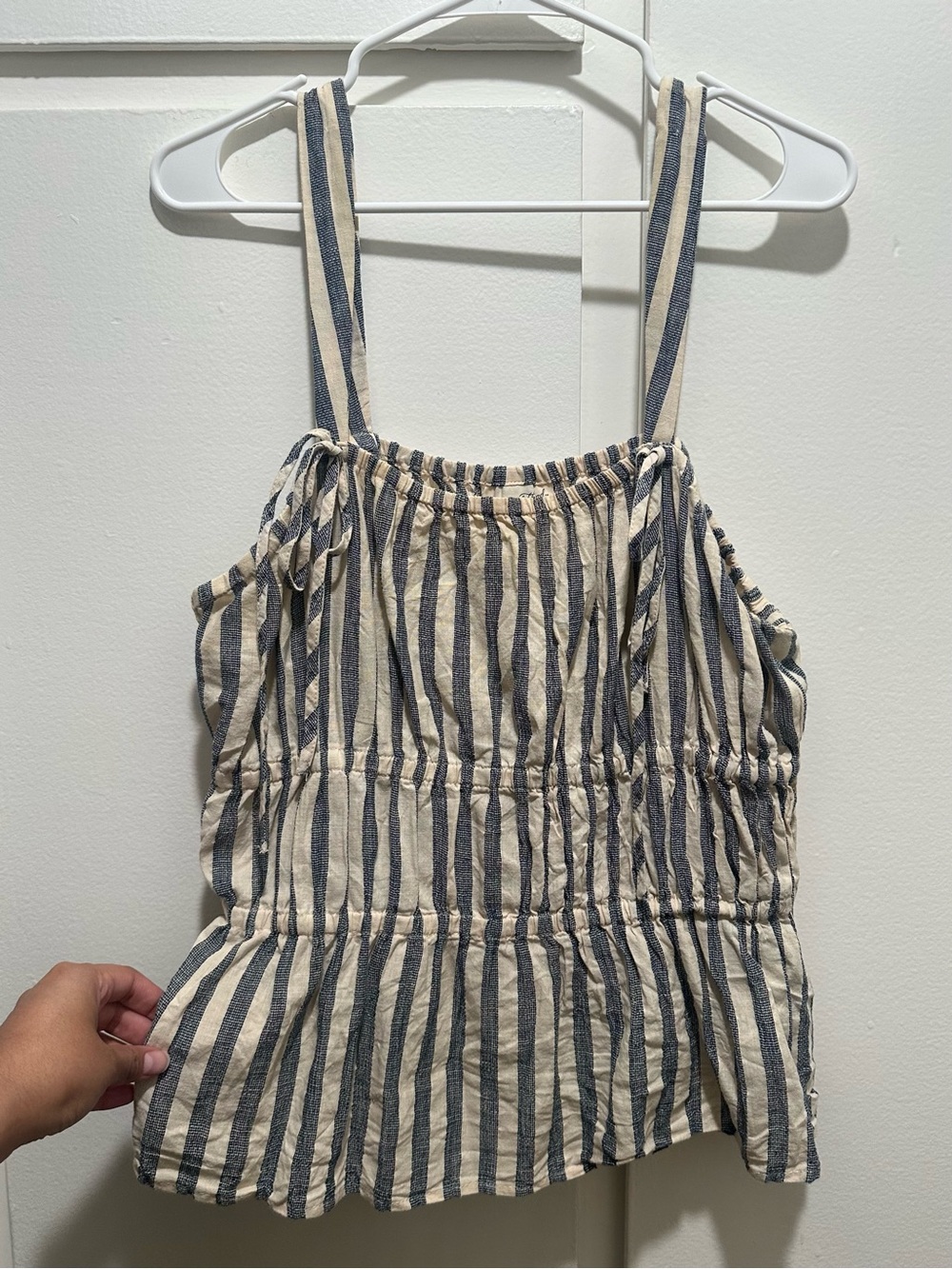 Striped Blue & Cream Peplum Top - Universal Thread
